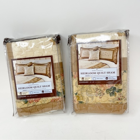 HOME CLASSICS Set Of 2 Heirloom Quilt Pillow Sham Standard SARAH 20” X 26” - Picture 1 of 8